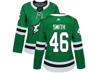 #46 Authentic Gemel Smith Green Adidas NHL Home Women's Jersey Dallas Stars