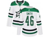 #46 Authentic Gemel Smith White Adidas NHL Away Women's Jersey Dallas Stars