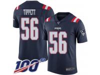 #56 Limited Andre Tippett Navy Blue Football Men's Jersey New England Patriots Rush Vapor Untouchable 100th Season