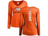 #66 Dalton Risner Orange Football Backer Women's Denver Broncos Long Sleeve T-Shirt