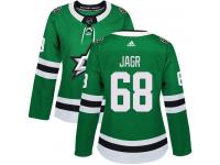 #68 Authentic Jaromir Jagr Green Adidas NHL Home Women's Jersey Dallas Stars