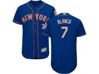 #7 Authentic Gregor Blanco Men's Royal Gray Baseball Jersey - Alternate New York Mets Flex Base