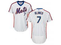 #7 Authentic Gregor Blanco Men's White Baseball Jersey - Alternate New York Mets Flex Base