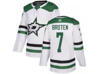 #7 Authentic Neal Broten White Adidas NHL Away Men's Jersey Dallas Stars