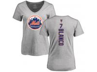 #7 Gregor Blanco Women's Ash Baseball - Backer New York Mets T-Shirt
