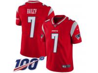 #7 Limited Jake Bailey Red Football Youth Jersey New England Patriots Inverted Legend 100th Season