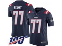 #77 Limited Michael Bennett Navy Blue Football Men's Jersey New England Patriots Rush Vapor Untouchable 100th Season