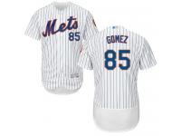 #85 Authentic Carlos Gomez Men's White Baseball Jersey - Home New York Mets Flex Base