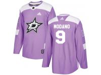 #9 Authentic Mike Modano Purple Adidas NHL Youth Jersey Dallas Stars Fights Cancer Practice