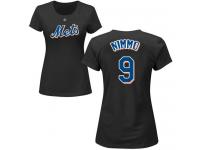 #9 Brandon Nimmo Women's Black Baseball - Name & Number New York Mets T-Shirt