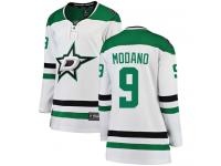 #9 Breakaway Mike Modano White NHL Away Women's Jersey Dallas Stars