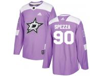 #90 Authentic Jason Spezza Purple Adidas NHL Men's Jersey Dallas Stars Fights Cancer Practice
