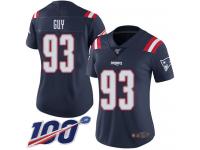 #93 Limited Lawrence Guy Navy Blue Football Women's Jersey New England Patriots Rush Vapor Untouchable 100th Season