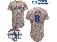 Camo Gary Carter Men #8 Majestic MLB New York Mets 2015 World Series Cool Base Alternate Jersey