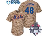 Camo Jacob DeGrom Men #48 Majestic MLB New York Mets 2015 World Series Cool Base Alternate Jersey