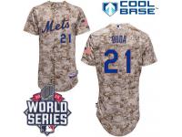 Camo Lucas Duda Men #21 Majestic MLB New York Mets 2015 World Series Cool Base Alternate Jersey