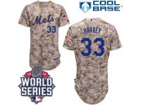 Camo Matt Harvey Men #33 Majestic MLB New York Mets 2015 World Series Cool Base Alternate Jersey