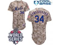 Camo Noah Syndergaard Men #34 Majestic MLB New York Mets 2015 World Series Cool Base Alternate Jersey