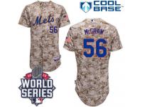 Camo Tug McGraw Men #56 Majestic MLB New York Mets 2015 World Series Cool Base Alternate Jersey