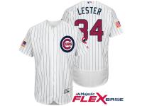 Chicago Cubs #34 Jon Lester White Stars & Stripes 2016 Independence Day Flex Base Jersey