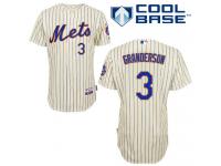 Cream Curtis Granderson Men #3 Majestic MLB New York Mets Cool Base Home Jersey