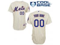 Cream Customized Men Majestic MLB New York Mets Cool Base Home Jersey