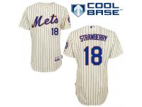 Cream Darryl Strawberry Men #18 Majestic MLB New York Mets Cool Base Home Jersey