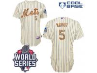 Cream David Wright Men #5 Majestic MLB New York Mets USMC 2015 World Series Cool Base Jersey