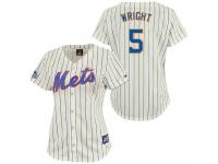 Cream David Wright Women #5 Majestic MLB New York Mets Jersey