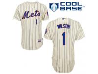 Cream Mookie Wilson Men #1 Majestic MLB New York Mets Cool Base Home Jersey