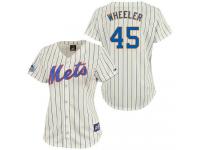 Cream Zack Wheeler Women #45 Majestic MLB New York Mets Jersey