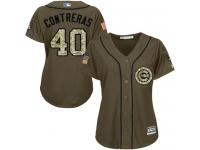 Cubs #40 Willson Contreras Green Salute to Service Women Stitched Baseball Jersey
