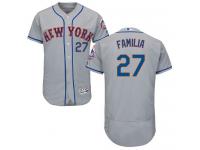Grey Jeurys Familia Men #27 Majestic MLB New York Mets Flexbase Collection Jersey