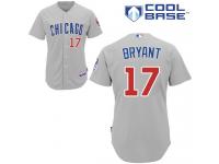 Grey Kris Bryant Men #17 Majestic MLB Chicago Cubs Cool Base Road Jersey