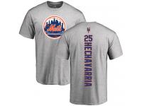 Men #25 Adeiny Hechavarria Ash Baseball - Backer New York Mets T-Shirt