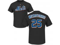 Men #25 Adeiny Hechavarria Black Baseball - Name & Number New York Mets T-Shirt