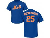 Men #25 Adeiny Hechavarria Royal Blue Baseball - Name & Number New York Mets T-Shirt