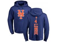 Men #4 Jed Lowrie Royal Blue Baseball - Backer New York Mets Pullover Hoodie