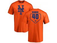 Men #40 Wilson Ramos Orange Baseball - RBI New York Mets T-Shirt