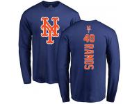 Men #40 Wilson Ramos Royal Blue Baseball - Backer New York Mets Long Sleeve T-Shirt