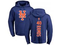 Men #40 Wilson Ramos Royal Blue Baseball - Backer New York Mets Pullover Hoodie