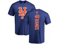 Men #40 Wilson Ramos Royal Blue Baseball - Backer New York Mets T-Shirt