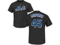 Men #45 Pedro Martinez Black Baseball - Name & Number New York Mets T-Shirt