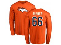 Men #66 Dalton Risner Orange Football Name & Number Logo Denver Broncos Long Sleeve T-Shirt