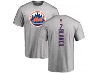 Men #7 Gregor Blanco Ash Baseball - Backer New York Mets T-Shirt