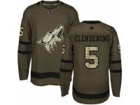 Men Adidas Arizona Coyotes #5 Adam Clendening Green Salute to Service NHL Jersey