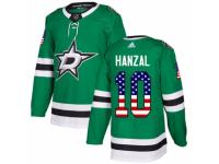 Men Adidas Dallas Stars #10 Martin Hanzal Green USA Flag Fashion NHL Jersey