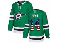 Men Adidas Dallas Stars #14 Jamie Benn Green USA Flag Fashion NHL Jersey