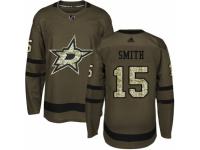 Men Adidas Dallas Stars #15 Bobby Smith Green Salute to Service NHL Jersey