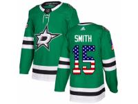 Men Adidas Dallas Stars #15 Bobby Smith Green USA Flag Fashion NHL Jersey